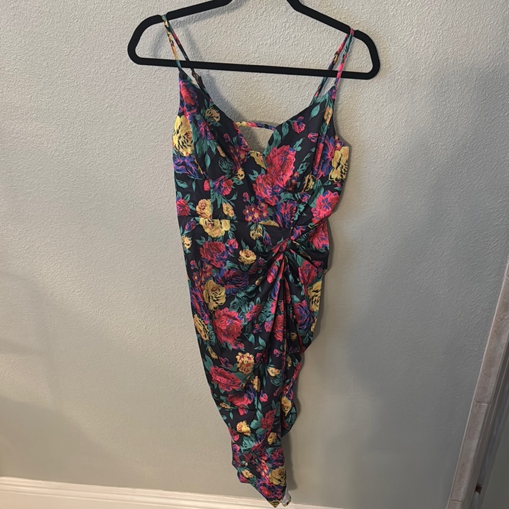 Floral Print Draped Dress